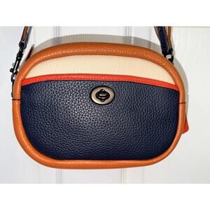 Coach Colorblock Multi Camera Bag Leather and Webbing Strap